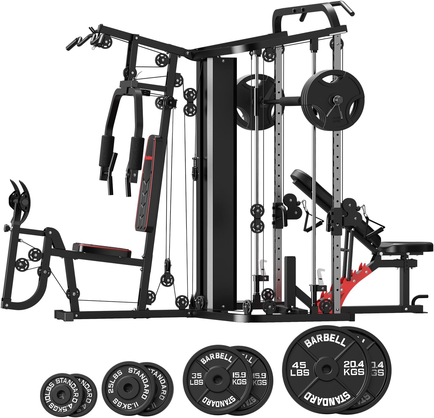 SunHome Home Gym Station with Bench & 230LBS Plates